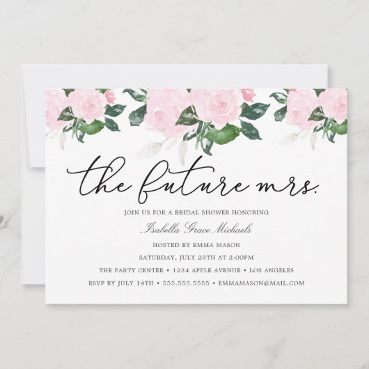 Invitation à la douche nuptiale rose (Devant)