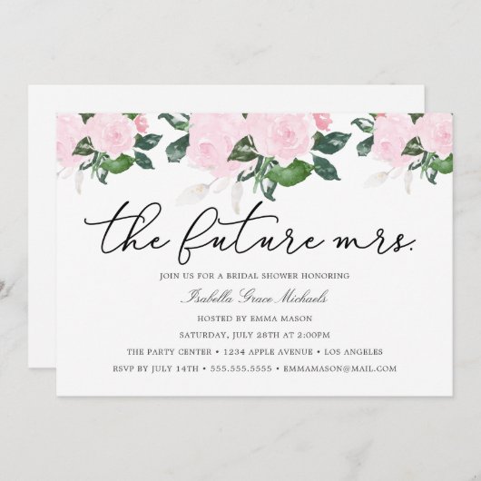 Invitation à la douche nuptiale rose (Devant / Derrière)