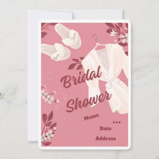 Invitation à la douche nuptiale rose - (Devant)