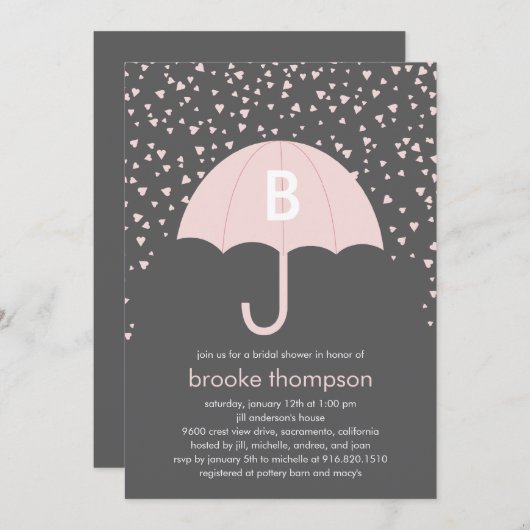 Invitation à la douche nuptiale (rose) (Devant / Derrière)