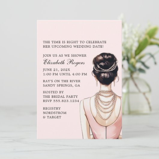 Invitation à la douche nuptiale rose (Debout devant)