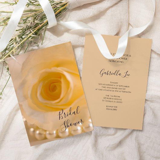 Invitation à la douche nuptiale Rose blanche et pe