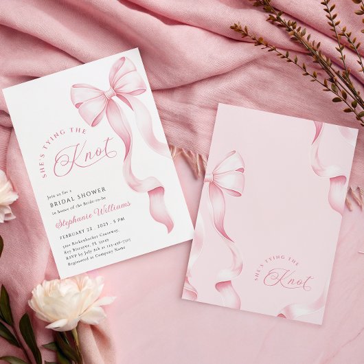 Invitation à la douche nuptiale rose Bow