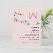 Invitation à la douche nuptiale rose Champagne (Debout devant)