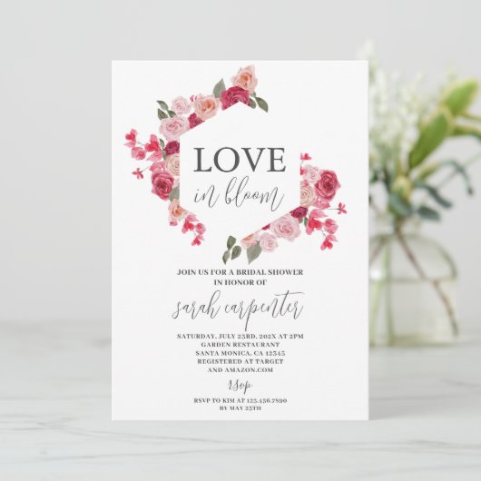 Invitation à la douche nuptiale rose chaud (Debout devant)