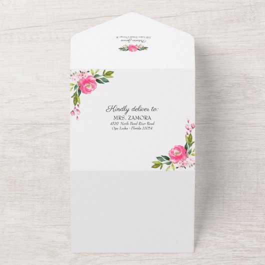 Invitation à la douche nuptiale rose chaud avec ca (Dehors)