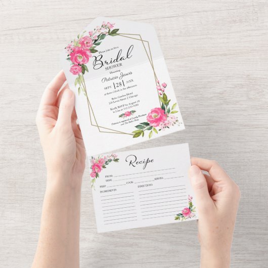 Invitation à la douche nuptiale rose chaud avec ca (Déchirure)