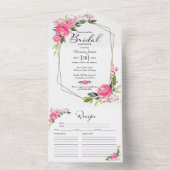 Invitation à la douche nuptiale rose chaud avec ca (À l'intérieur)
