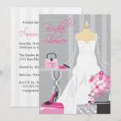 Invitation à la douche nuptiale| Rose et argent (Devant / Derrière)