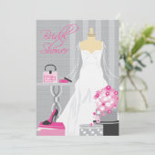 Invitation à la douche nuptiale| Rose et argent (Debout devant)