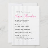 Invitation à la douche nuptiale| Rose et argent (Dos)