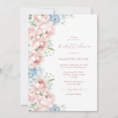 Invitation à la douche nuptiale rose et bleu (Devant)