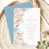 Invitation à la douche nuptiale rose et bleu