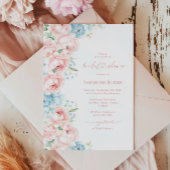 Invitation à la douche nuptiale rose et bleu