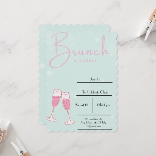invitation à la douche nuptiale rose et bleu bébé (Devant/Arrière en situation)