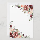 Invitation à la douche nuptiale rose et bordeaux (Dos)