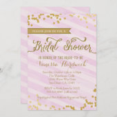 Invitation à la douche nuptiale rose et or (Devant / Derrière)