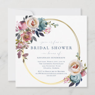 Invitation à la douche nuptiale rose et or