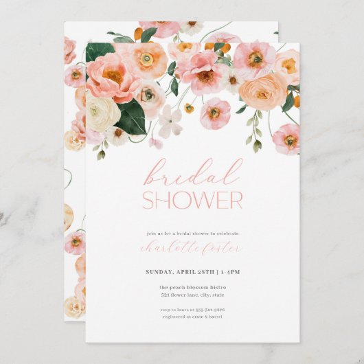 Invitation à la douche nuptiale rose et rose (Devant / Derrière)