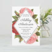 Invitation à la douche nuptiale rose et rose rouge (Debout devant)