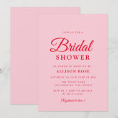 invitation à la douche nuptiale rose et rouge (Devant / Derrière)