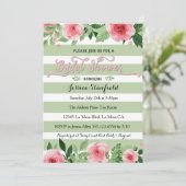 Invitation à la douche nuptiale rose et vert menth (Debout devant)