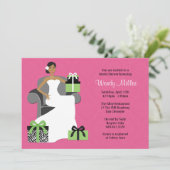 Invitation à la douche nuptiale rose et verte (Debout devant)