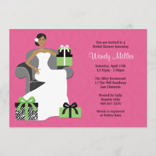 Invitation à la douche nuptiale rose et verte