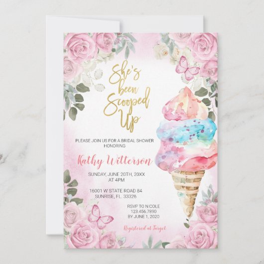 Invitation à la douche nuptiale rose Floral (Devant)