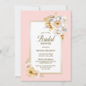 Invitation à la douche nuptiale rose floral blanc (Devant)