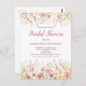 Invitation à la douche nuptiale rose florale (Devant / Derrière)