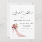 Invitation à la douche nuptiale rose florale haute (Devant)