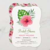 Invitation à la douche nuptiale rose Hibiscus (Devant / Derrière)