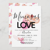 Invitation à la douche nuptiale rose Mimosa (Devant / Derrière)
