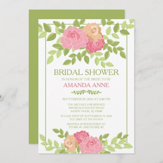 Invitation à la douche nuptiale rose moderne (Devant / Derrière)