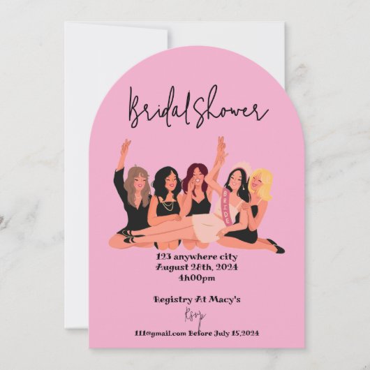 invitation à la douche nuptiale rose moderne (Devant)