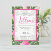 Invitation à la douche nuptiale rose Monstera (Debout devant)