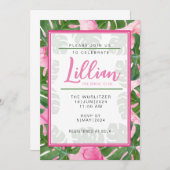 Invitation à la douche nuptiale rose Monstera (Devant / Derrière)