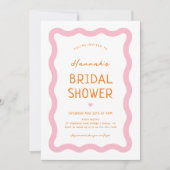 Invitation à la douche nuptiale rose orange rétro (Devant)