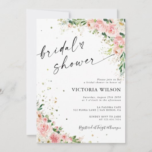 Invitation à la douche nuptiale rose pâle (Devant)