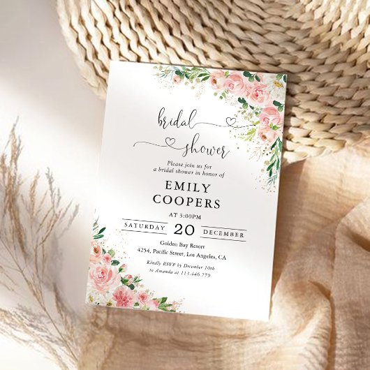 Invitation à la douche nuptiale rose pâle