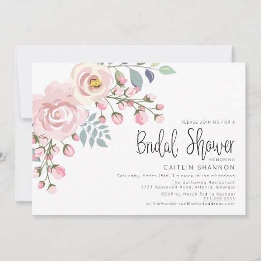 Invitation à la douche nuptiale rose pâle (Devant)