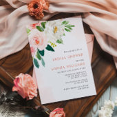 Invitation à la douche nuptiale rose pâle rose