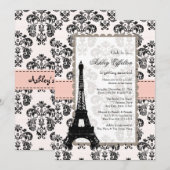 Invitation à la douche nuptiale rose parisienne (Devant / Derrière)