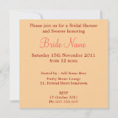 Invitation à la douche nuptiale rose Romance (Dos)