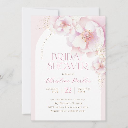 Invitation à la douche nuptiale rose rose (Devant)