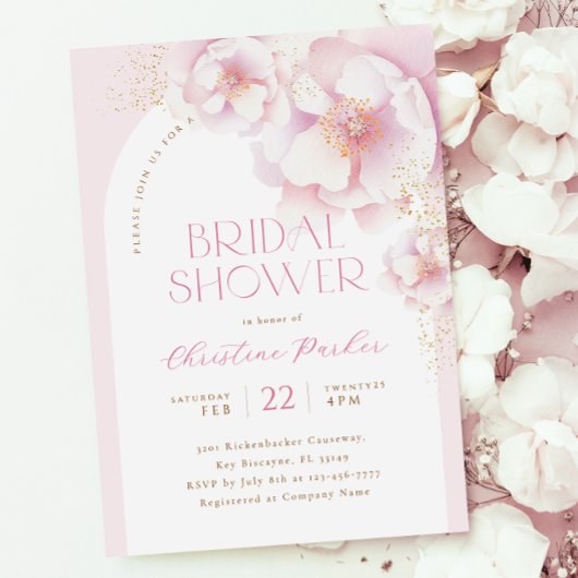 Invitation à la douche nuptiale rose rose