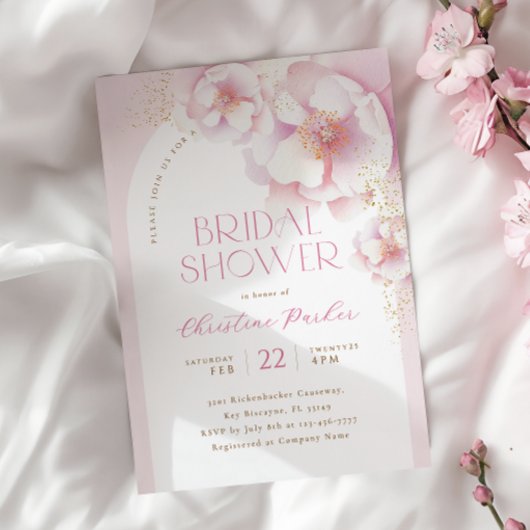 Invitation à la douche nuptiale rose rose