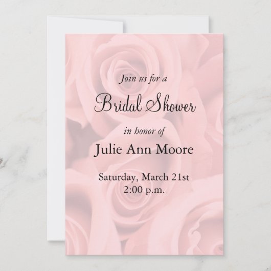 Invitation à la douche nuptiale rose Roses (Devant)