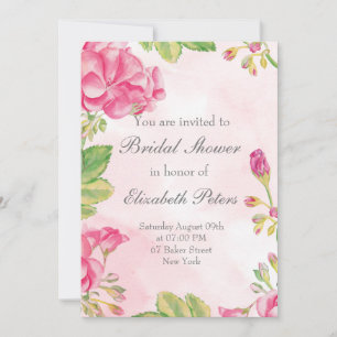 Invitation à la douche nuptiale rose Summerflowers